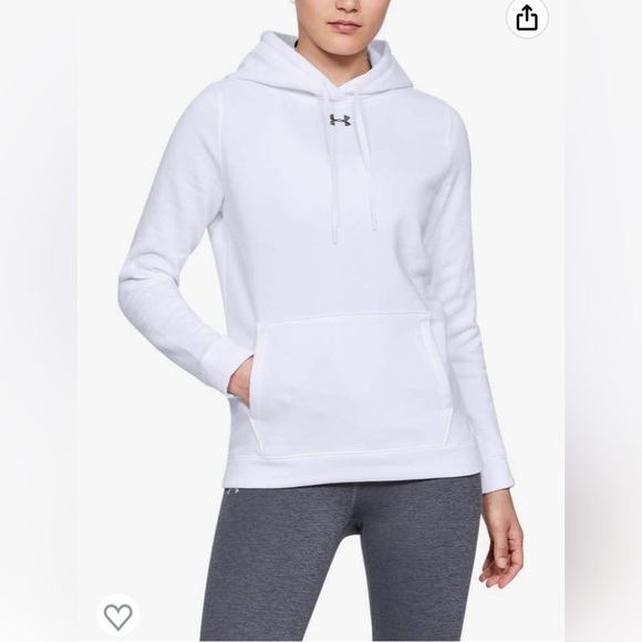 Under Armour Womens Hustle Fleece Hoodie , White (100)/Graphite , Large - Picture 5 of 8